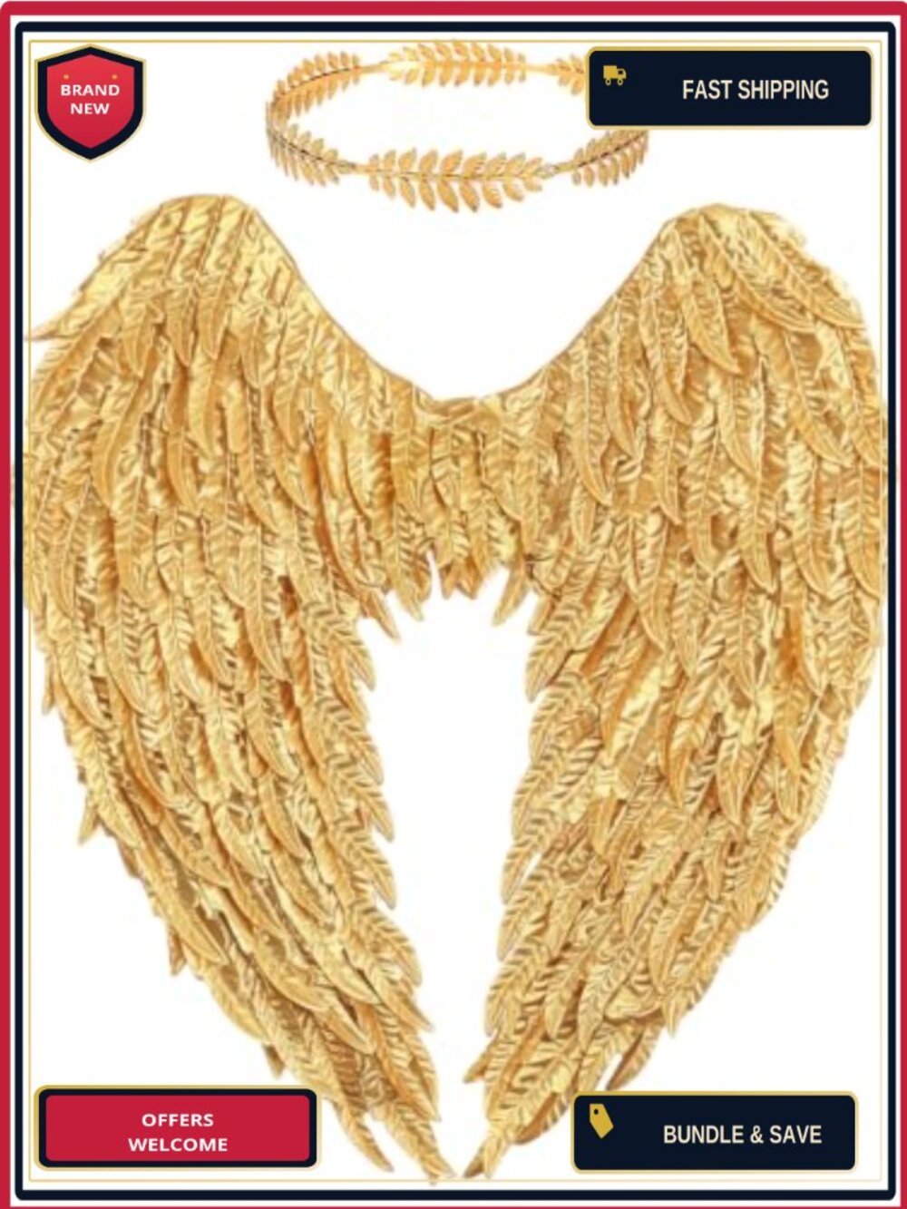 Angel Wings and Halo Costume Set Nylon Fiber Adult Women Halloween Cosplay